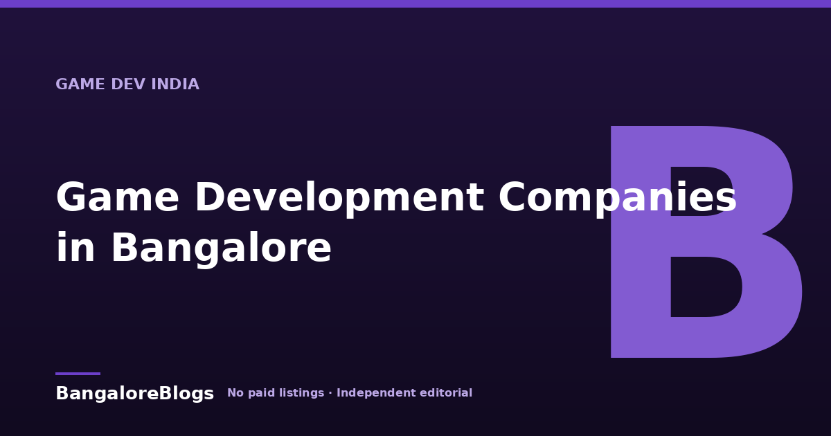 Game Development Companies in Bangalore 2026 | Top Studios