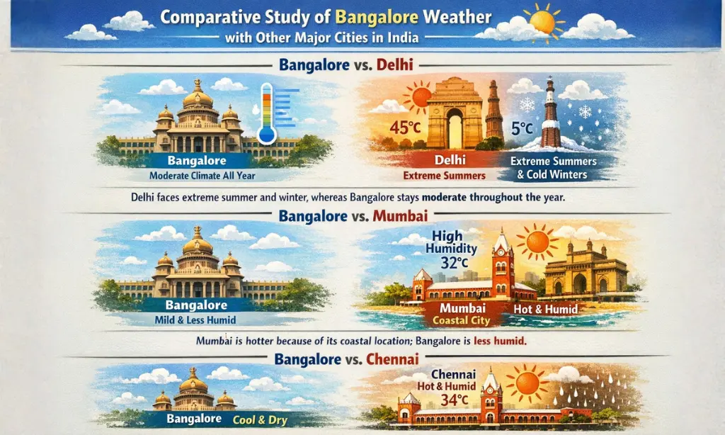 Bangalore Weather with Other Major Cities in India